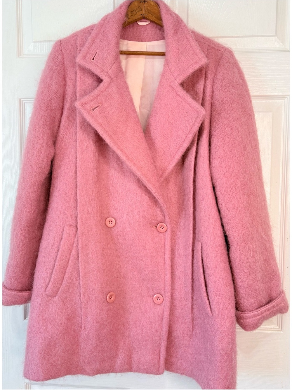 Vintage Avoca Handweavers Rose Pink Wool Mohair Jacket Coat Made in Ireland L/XL
